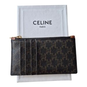 Celine Zipped Triomphe Leather Card Coin Holder